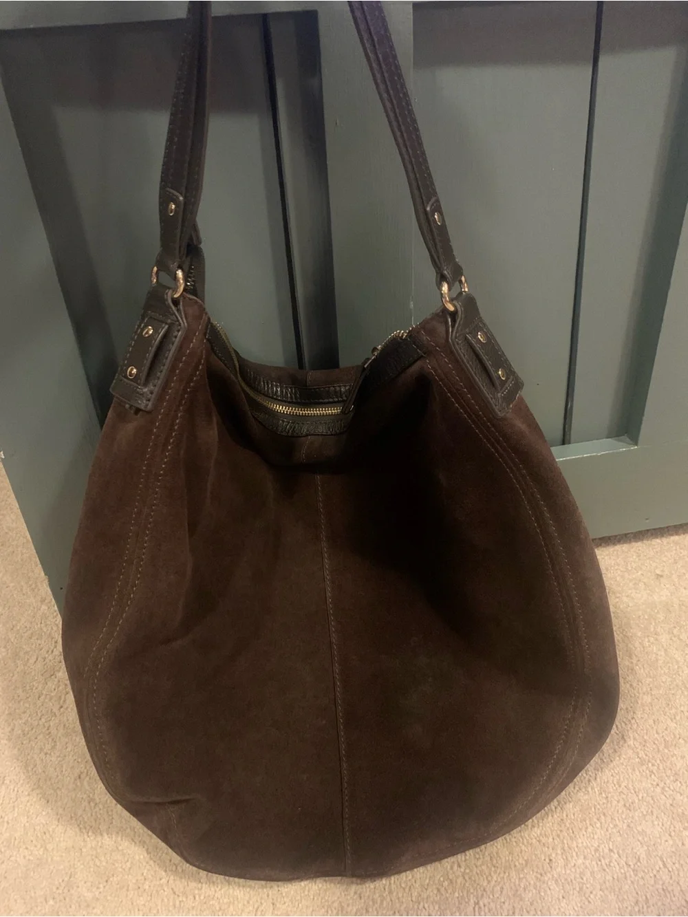 Ashwood Genuine Leather Brown Suede Tote